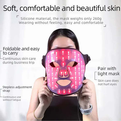 Led Silicone Mask With Neck Piece Led Light Therapy Mask Led Red Light Facial Beauty Mask For Face Acne Blue Light Therapy