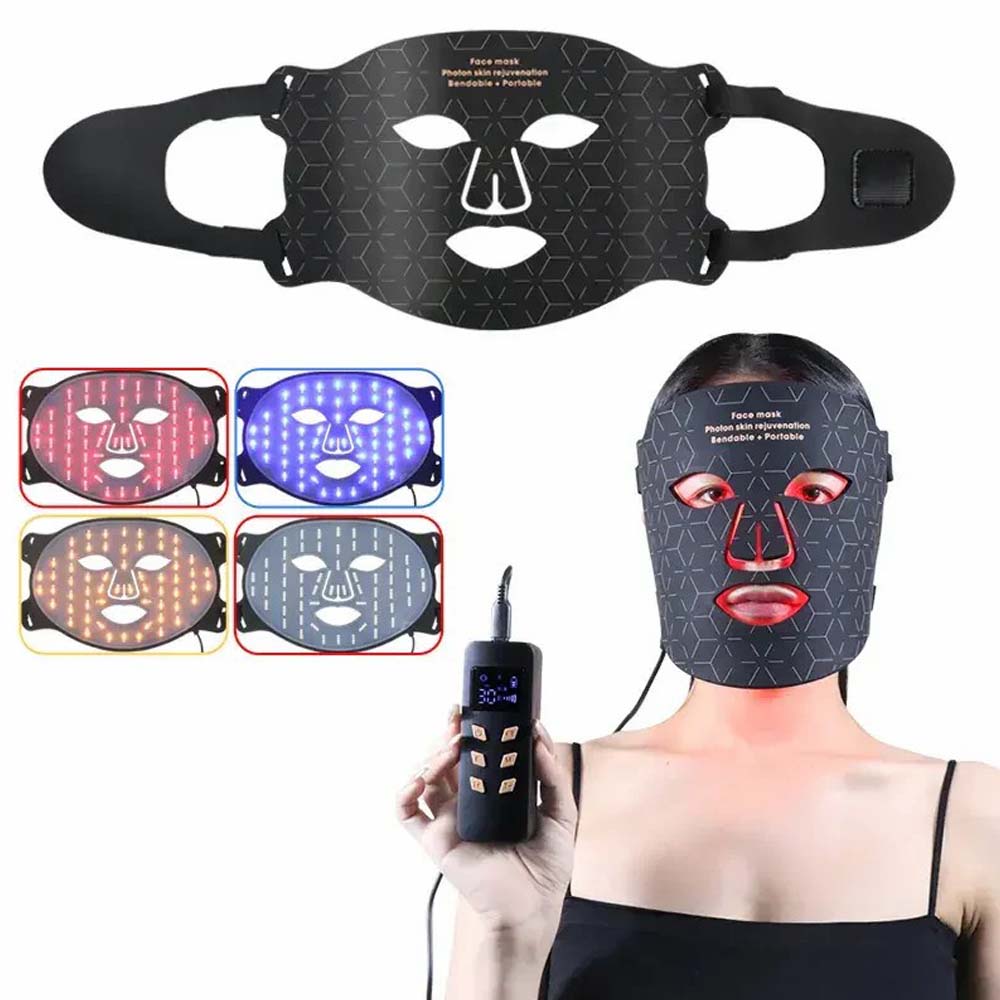 Led Silicone Mask With Neck Piece Led Light Therapy Mask Led Red Light Facial Beauty Mask For Face Acne Blue Light Therapy